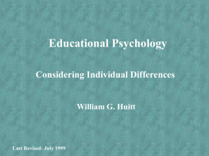 Individual Differences - Educational Psychology Interactive