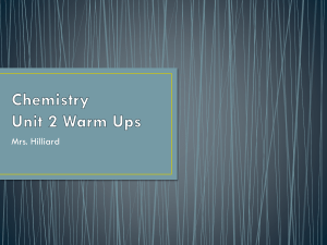 Chemistry Unit 2 Warm Ups