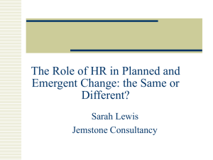 The Role of HR in Planned and Emergent Change: the Same