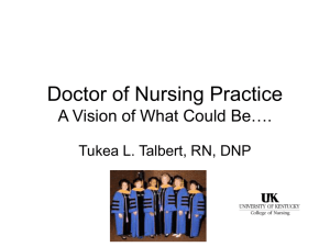 Doctorate of Nursing Practice A Vision of What Could Be….