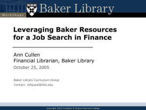 Leveraging Baker Resources for Job Search in