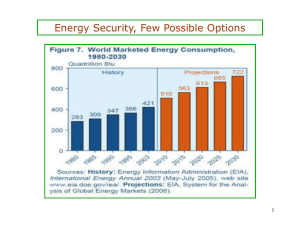 Energy Security, Initiative Few Options.