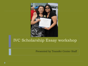 IVC Scholarship Essay workshop