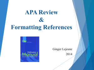 APA Review & Formatting References