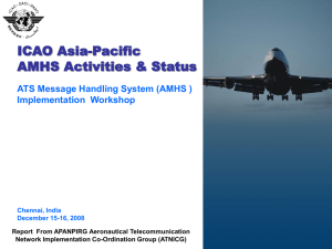 P4 ICAO Asia pacific AMHS Activities and status Hoang tran