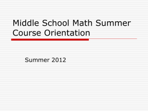 Middle School Math Summer Course Orientation