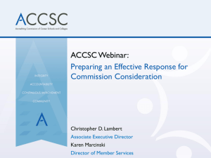 Keys to a Successful Response - Accrediting Commission of Career
