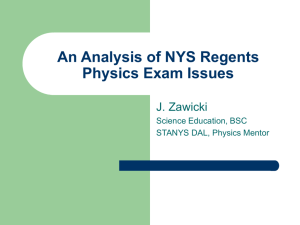 An Analysis of NYS Regents Physics Exam Issues