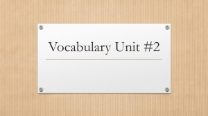 Vocabulary Unit #2 - Spring Branch Independent School District