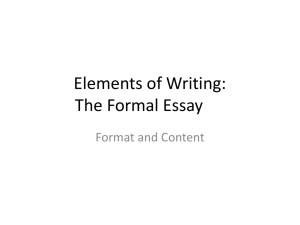 Elements of Writing: The Formal Essay