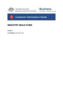 Industry Skills Fund - Customer Information Guide