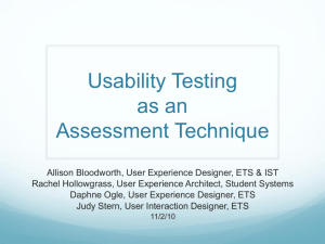 Usability Testing as an Assessment Technique