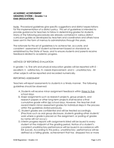 ACADEMIC ACHIEVEMENT GRADING SYSTEM – Grades 1