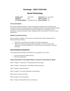 Sociology - SOCI 2326-001 Social Psychology