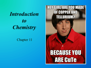 Chapter 11: Introduction to Chemistry
