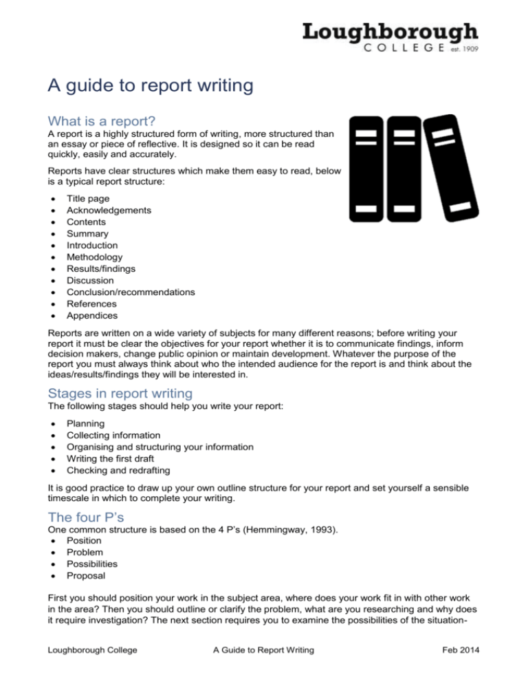 what is report writing what are the essential contents for report writing