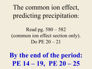 Common Ion Effect, Ksp Calculation, Precipitate