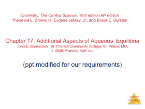 Chapter 17 Additional Aspects of Aqueous Equilibria