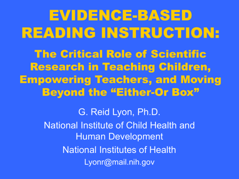 What Is Evidence Based Reading Instruction