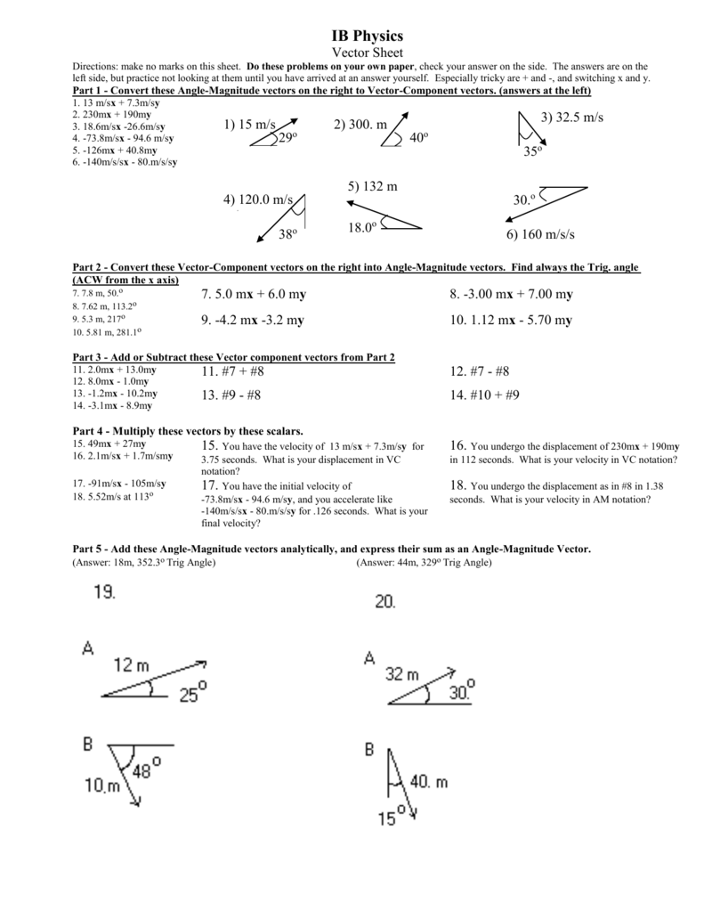 Worksheet-VectorSheet In Vector Worksheet Physics Answers