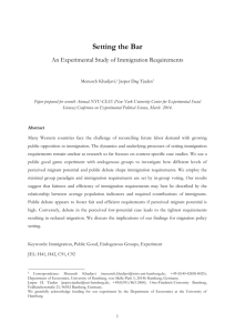 An Experimental Study of Immigration - CESS