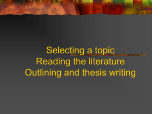 Selecting a topic & Reading the literature