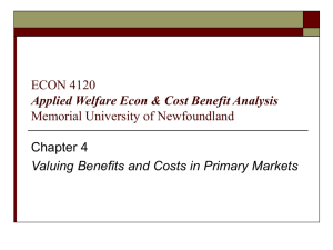Valuing Benefits and Costs in Primary Markets