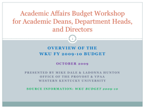 Academic Affairs Budget Workshop