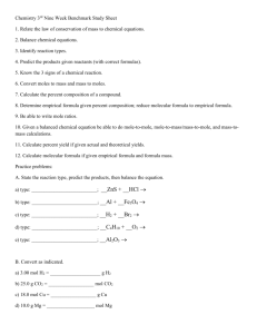 Chemistry 3rd Nine Week Benchmark Study Sheet