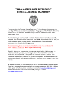 TALLAHASSEE POLICE DEPARTMENT PERSONAL HISTORY
