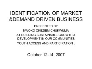 IDENTIFICATION OF MARKET &DEMAND DRIVEN BUSINESS