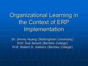 Organizational Learning in the Context of ERP Implementation