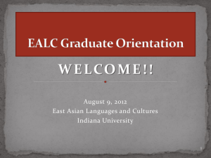 EALC Graduate Orientation - degree requirements
