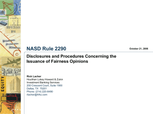 NASD Rule 2290: Disclosures and Procedures Concerning the