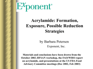 Acrylamide: Formation, exposure, possible reduction strategies