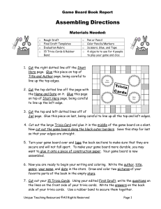 Game Board Book Report Directions