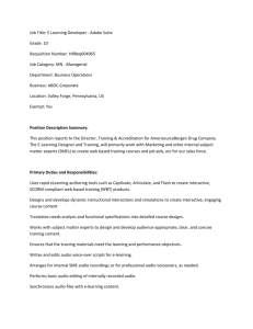 Job Title: E Learning Developer - Adobe Suite Grade: 10 Requisition