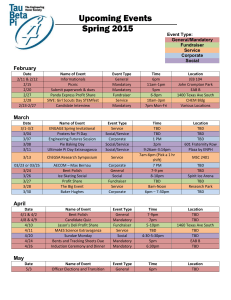 Spring 2015 TBP Event Schedule