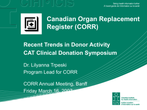 Recent Trends in Donor Activity CAT Clinical Donation
