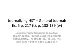 Ex. 5 Journalizing HST – General Journal