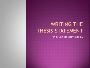 Think of writing the thesis statement as a sort of game…