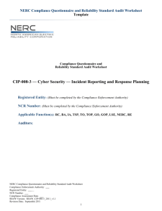Cyber Security - Incident Reporting and Response Planning