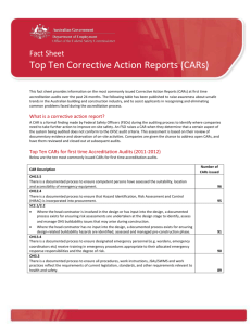 Top Ten Corrective Action Reports (CARs)