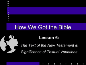 06-Text of NT & Significance of Textual Variations