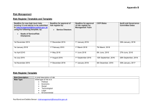 Appendix B Risk Management Risk Register Timetable and