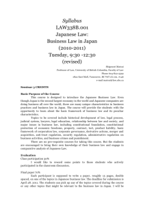 LAW 338B.001 Japanese Law - University of British Columbia
