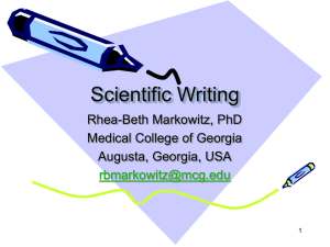 Scientific Writing--A Style Unto Itself