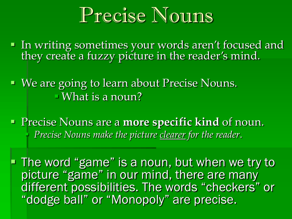 What Is A Precise Noun