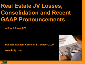 JV Looses, Consolidation and GAAP Pronouncements