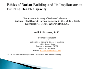 Ethics of Nation-Building and Its Implications to Building Health